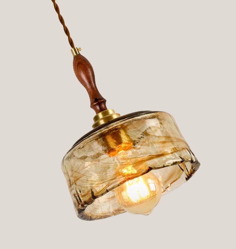 Retro Champagne Dome Glass Pendant Light