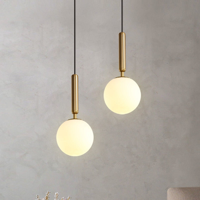 Single Frosted Globe Pendant Light Gold