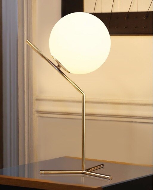 Sloped Globe Glass Table Lamp