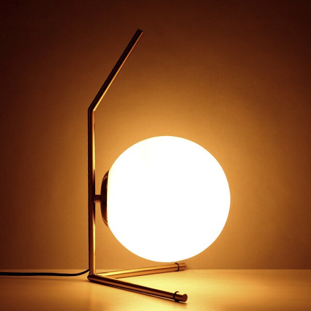 Sloped Globe Glass Table Lamp