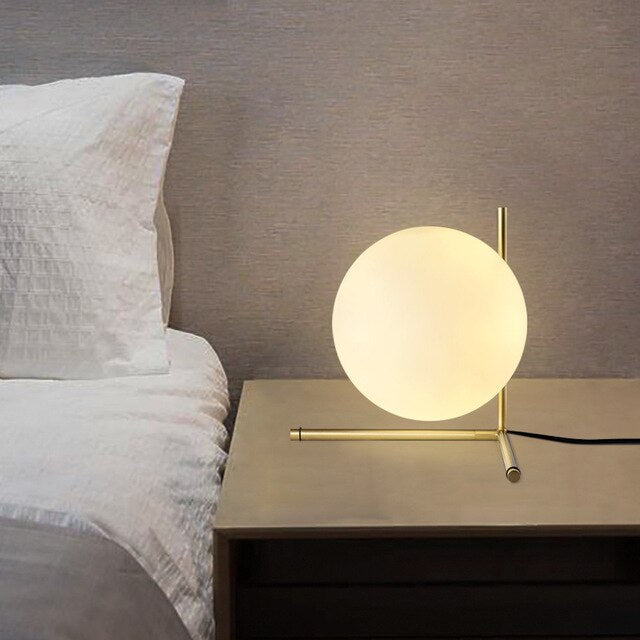 Sloped Globe Glass Table Lamp