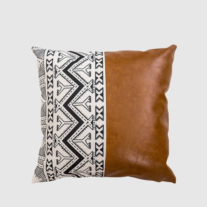 Boho Lumbar  Leather Throw Pillow Case, 30x50cm