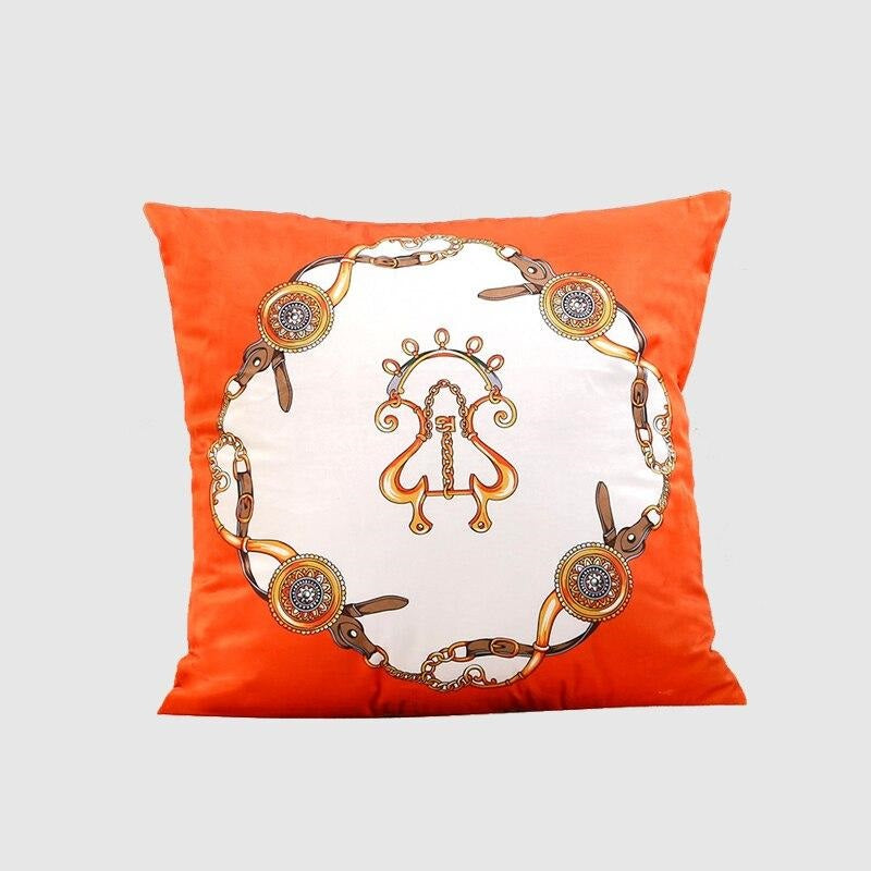 Orange Knight Carriage Velvet Throw Pillow Case