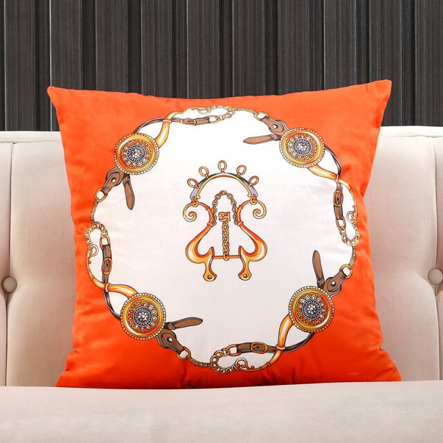 Orange Knight Carriage Velvet Throw Pillow Case