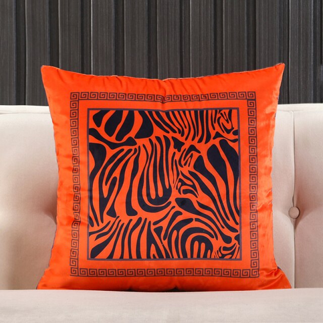 Orange Knight Carriage Velvet Throw Pillow Case