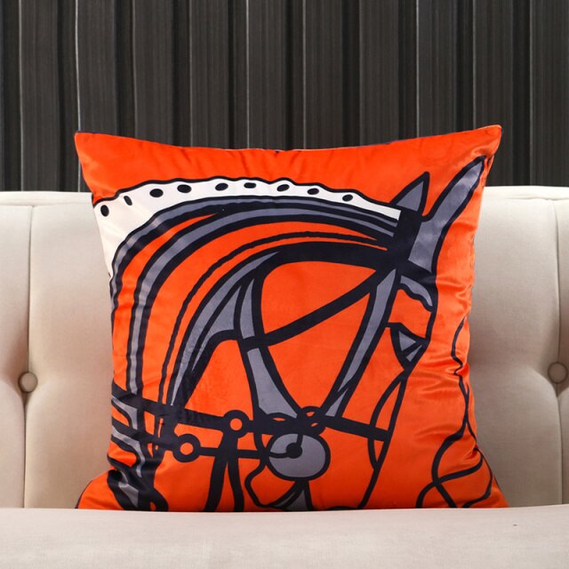 Orange Knight Carriage Velvet Throw Pillow Case