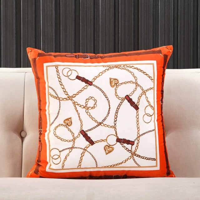 Orange Knight Carriage Velvet Throw Pillow Case