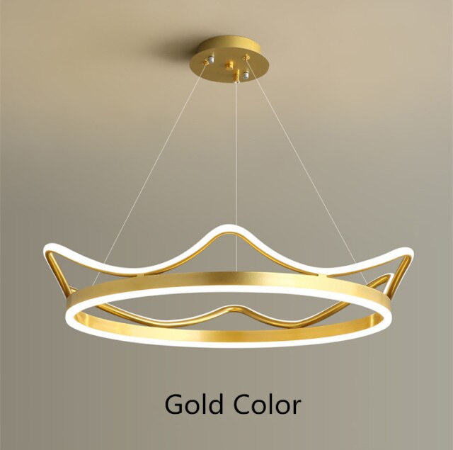 Moderner LED-Kronleuchter aus Metall, Gold