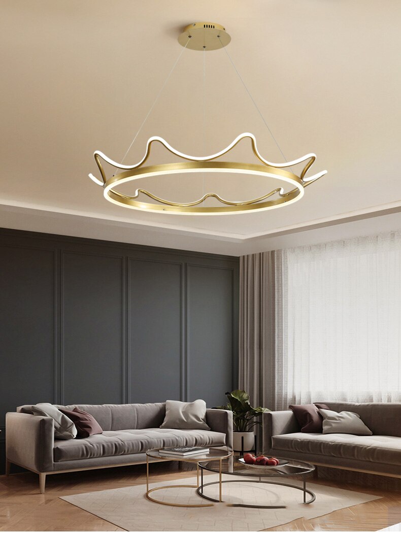 Moderner LED-Kronleuchter aus Metall, Gold