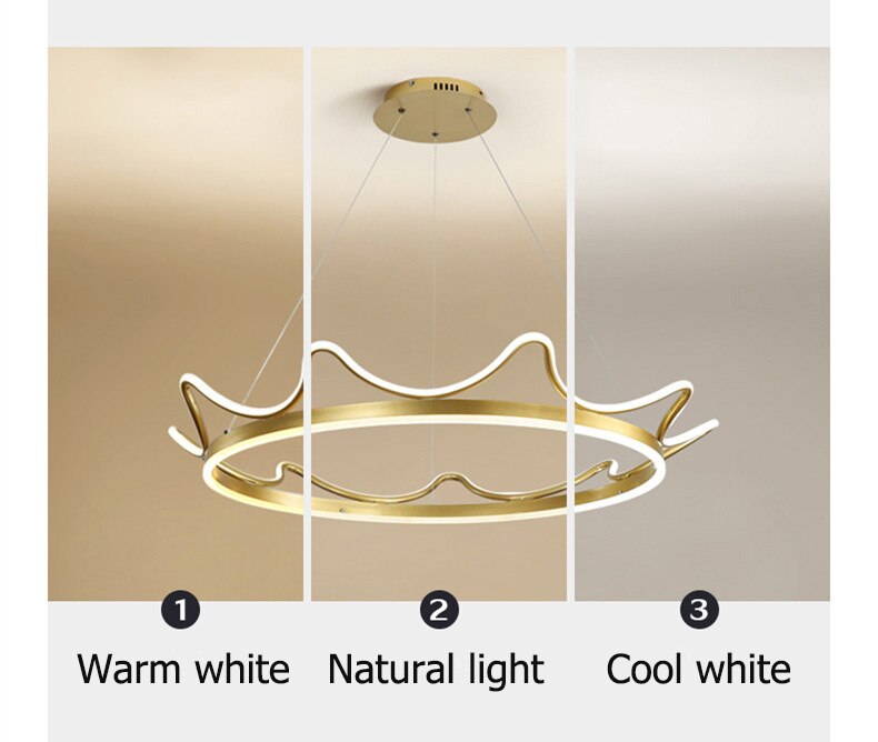 Modern Crown Metal LED Chandelier, Gold