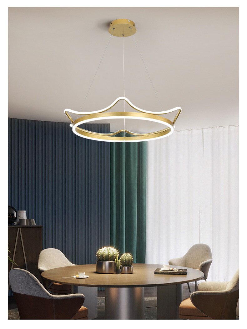 Moderner LED-Kronleuchter aus Metall, Gold