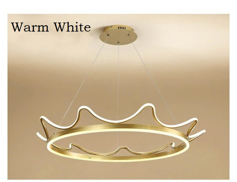 Modern Crown Metal LED Chandelier, Gold