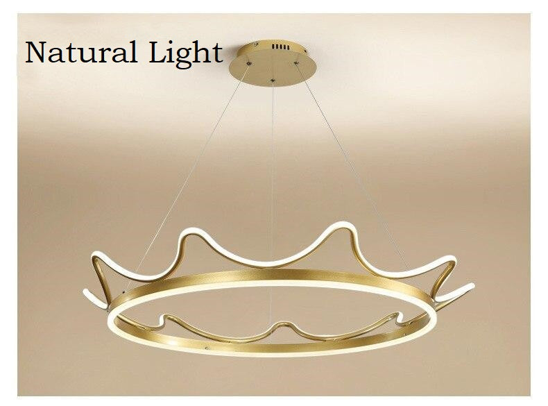 Modern Crown Metal LED Chandelier, Gold