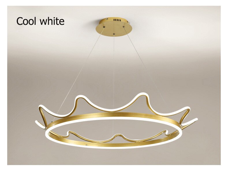 Modern Crown Metal LED Chandelier, Gold