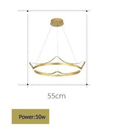 Modern Crown Metal LED Chandelier, Gold