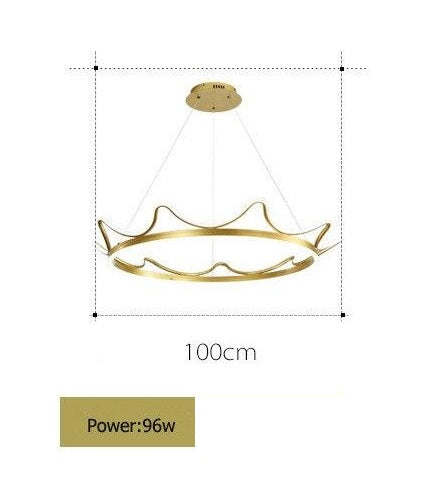 Modern Crown Metal LED Chandelier, Gold