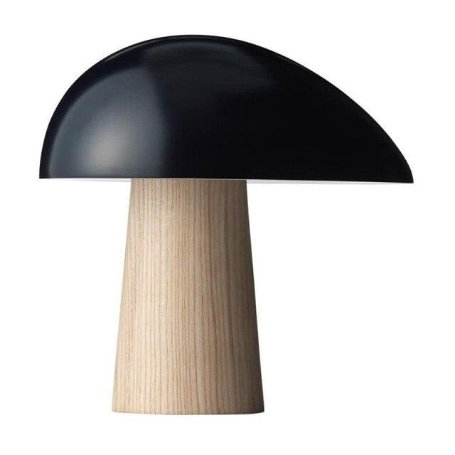 Wood Mushroom LED Table Lamp, Black White