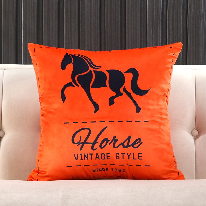 Orange Knight Carriage Velvet Throw Pillow Case