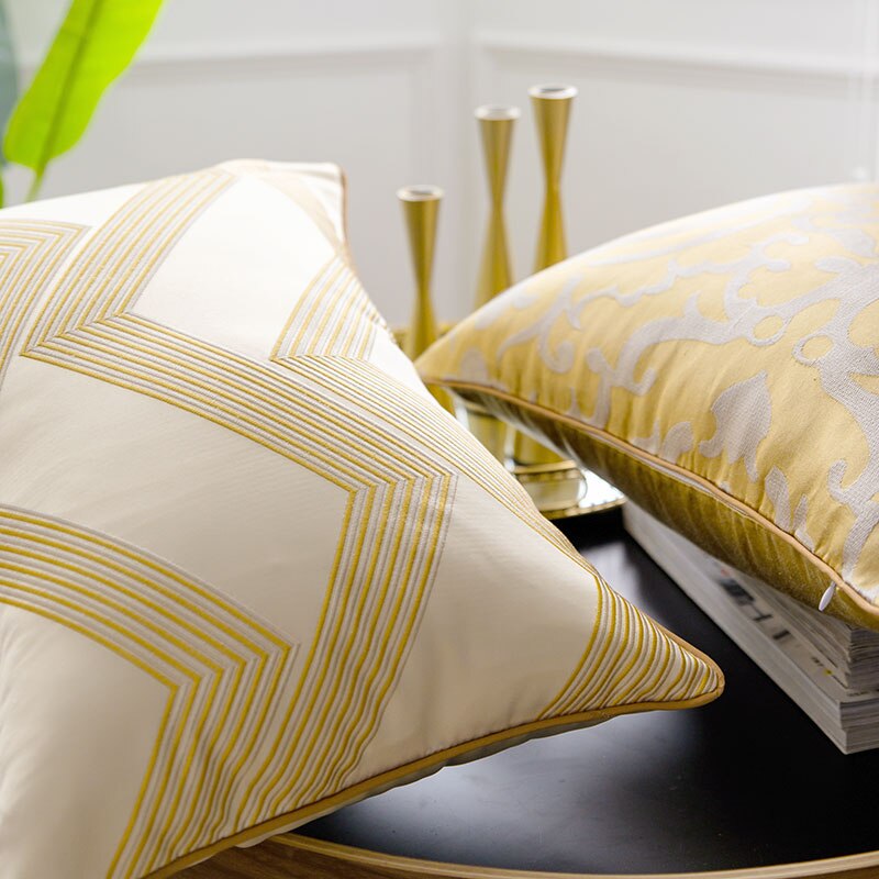 Chic Gold Geometry Lumbar Pillow Case