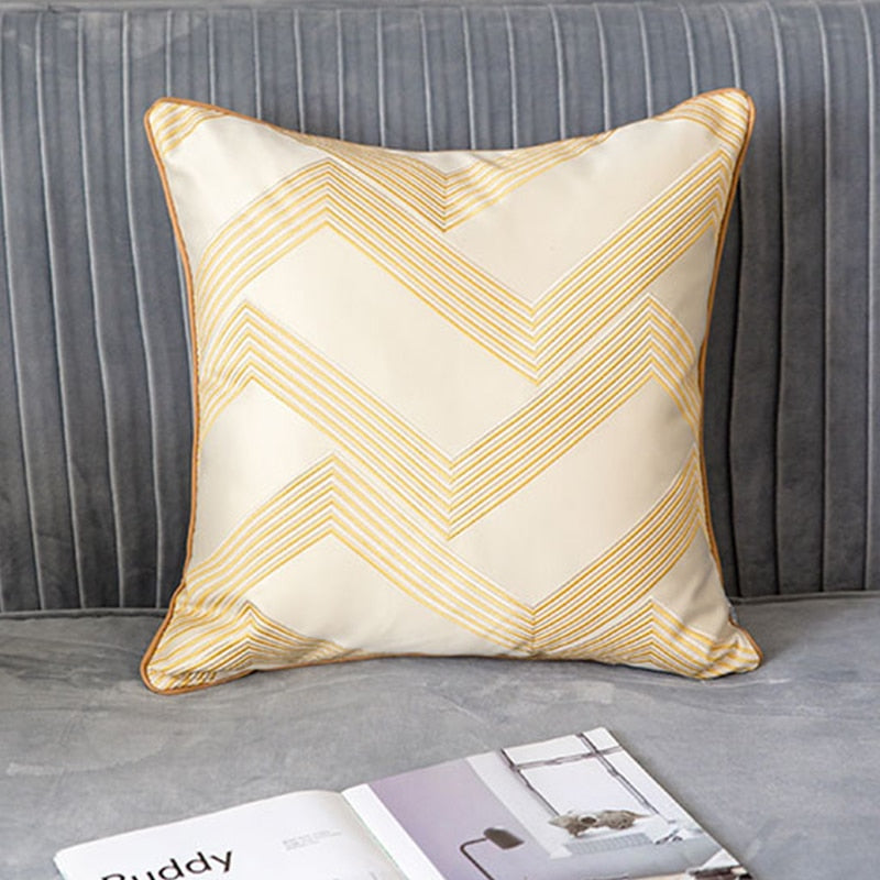 Chic Gold Geometry Lumbar Pillow Case