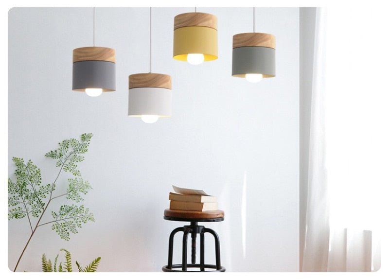 Nordic Wood Upside Down Candle Pendant Light