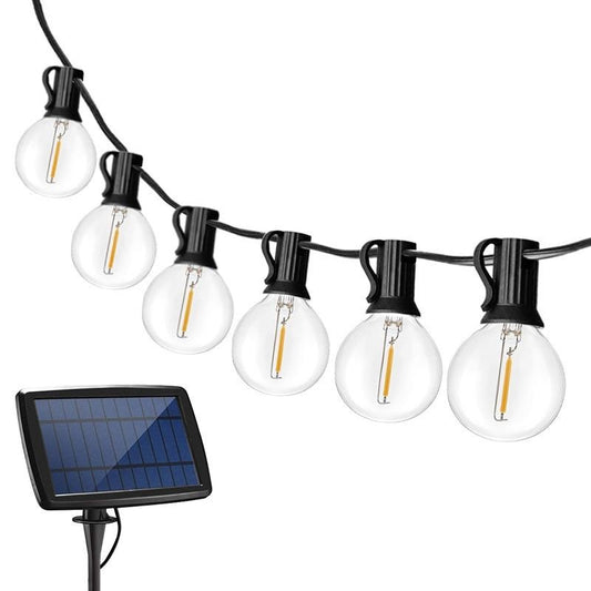 Cadena de luces LED solares G40 con bombillas, recargables por USB