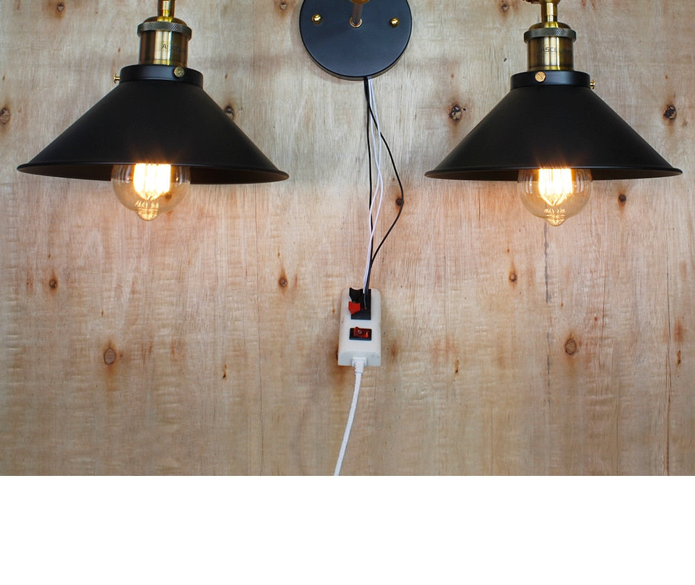 Schwarze Schminklampe im Vintage-Stil (x2 Lampen)