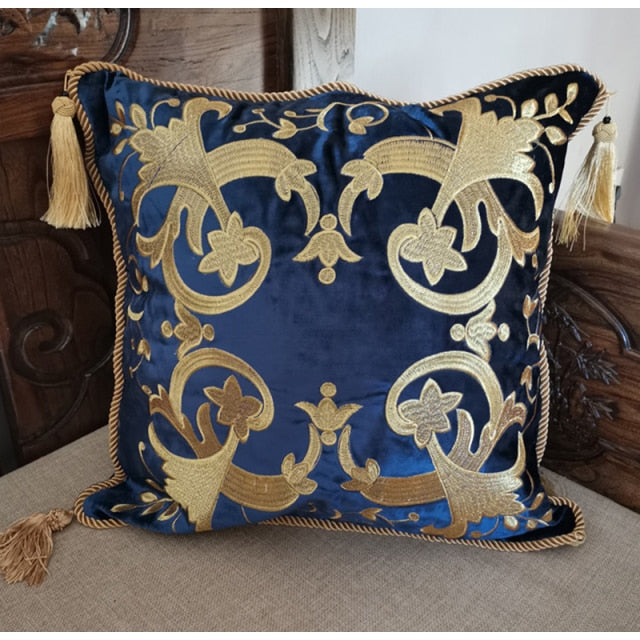 European Velvet Embroidery Petunias Pillow Case