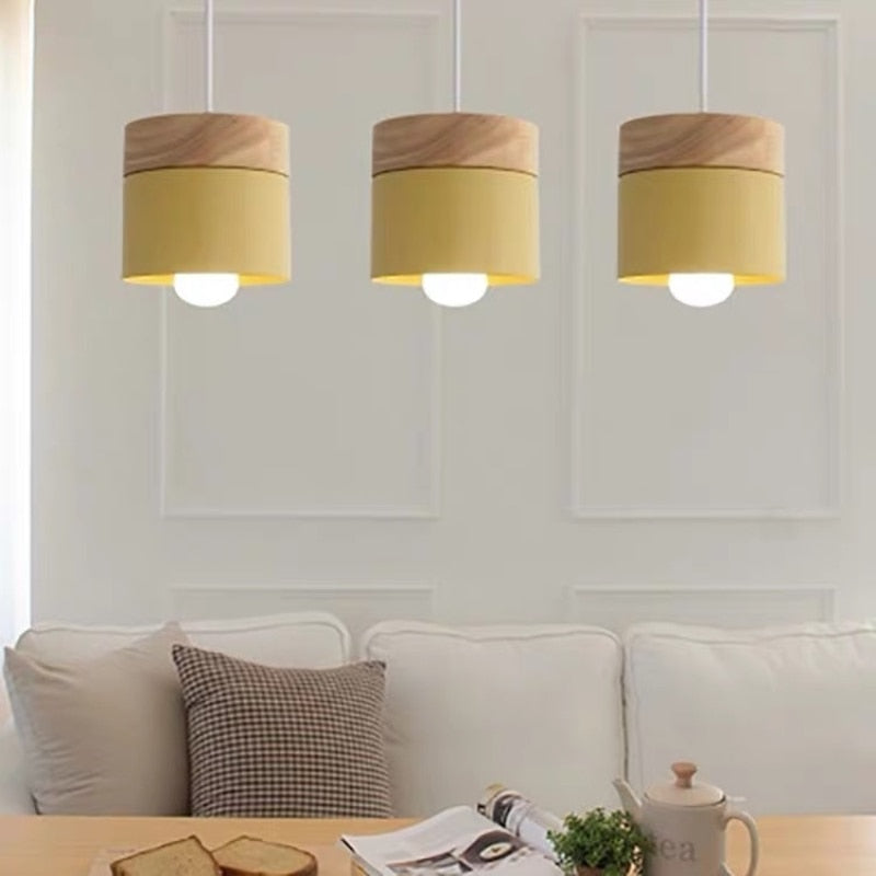 Nordic Wood Upside Down Candle Pendant Light