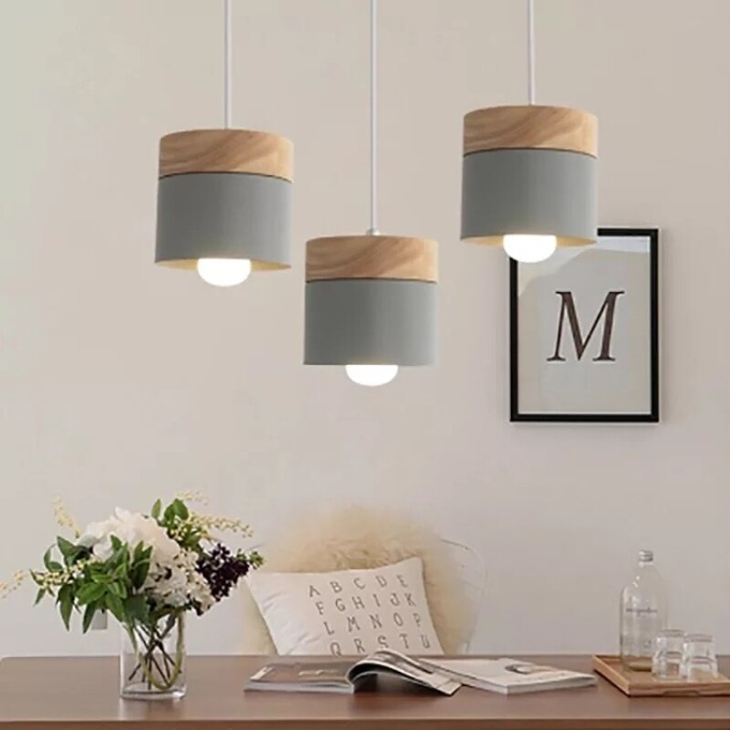 Nordic Wood Upside Down Candle Pendant Light