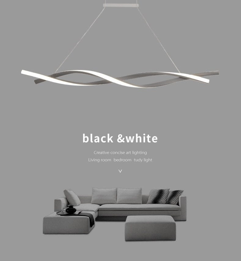 Dual Twine Metal LED Chandelier Matte Black Gray