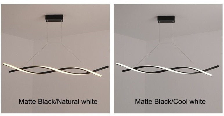 Dual Twine Metal LED Chandelier Matte Black Gray