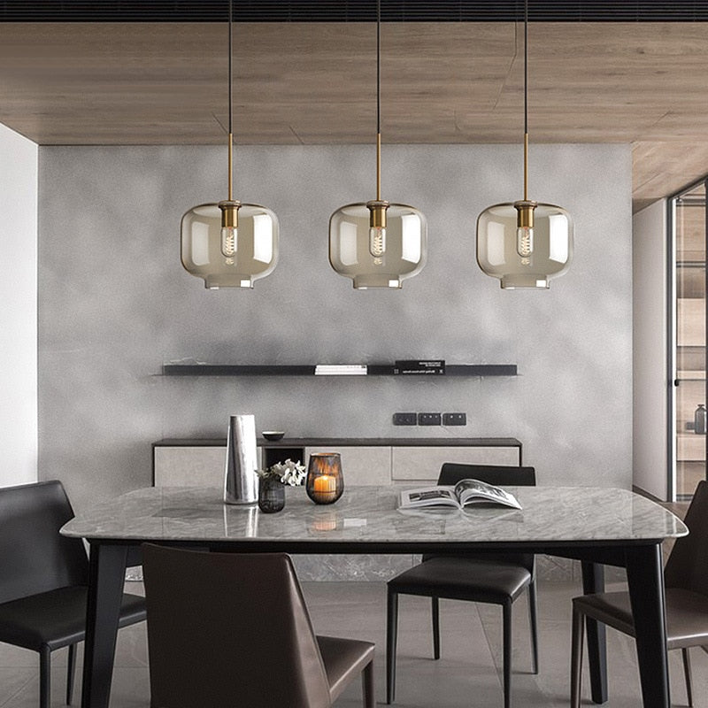 Transitional Modern Glass Pendant Light