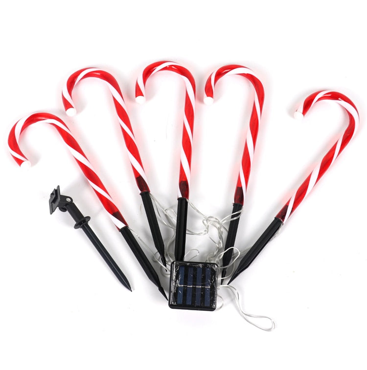 Christmas Candy Cane LED Lights Solar or USB Powered