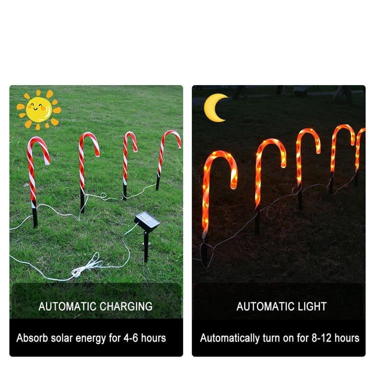 Christmas Candy Cane LED Lights Solar or USB Powered