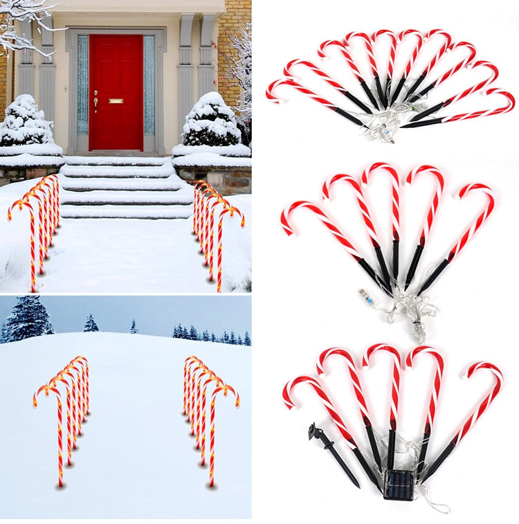 Christmas Candy Cane LED Lights Solar or USB Powered