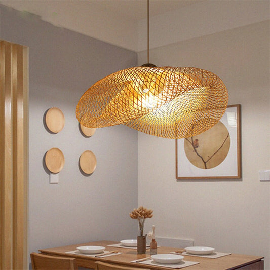 Japanese Vintage Bamboo Rattan Pendant Light