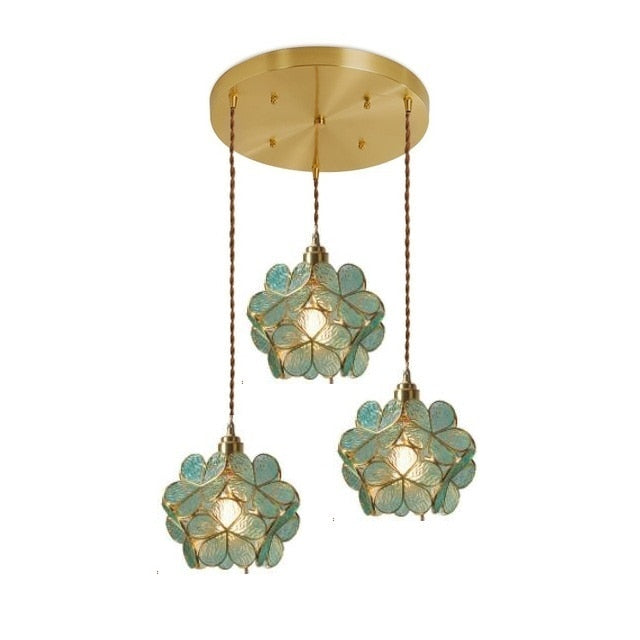 Glass Petal Brass Pendant Light