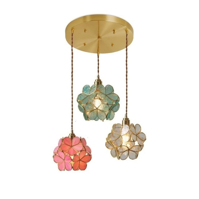 Glass Petal Brass Pendant Light