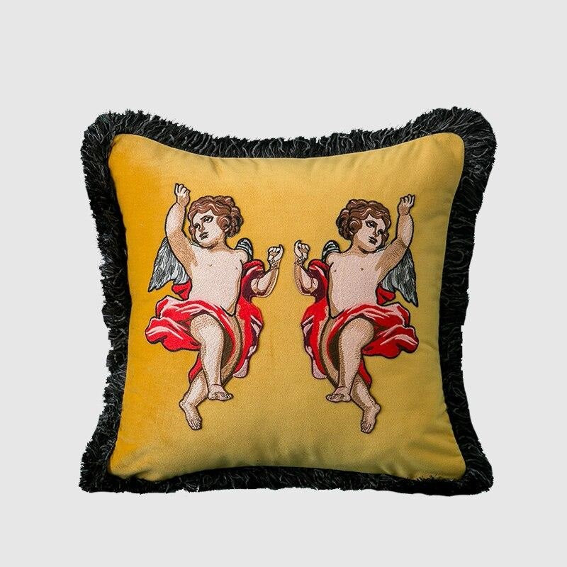 Retro Double Angle Velvet Throw Pillow Case