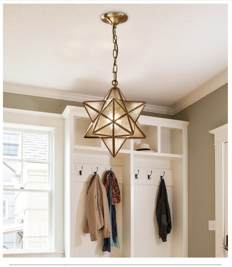 Copper Star Glass Chandelier