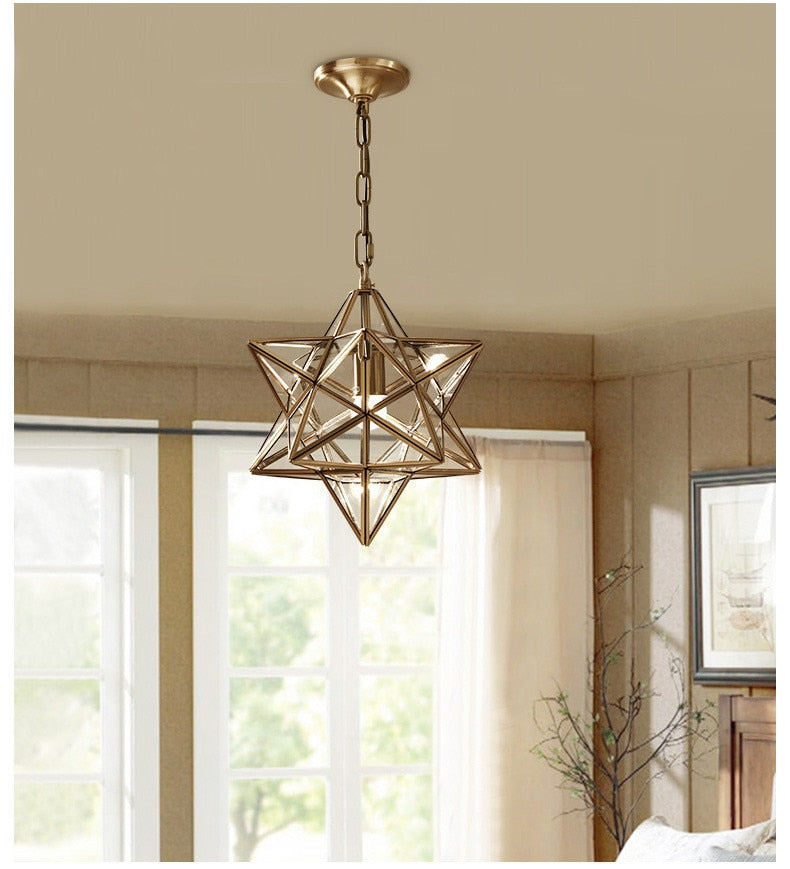 Copper Star Glass Chandelier