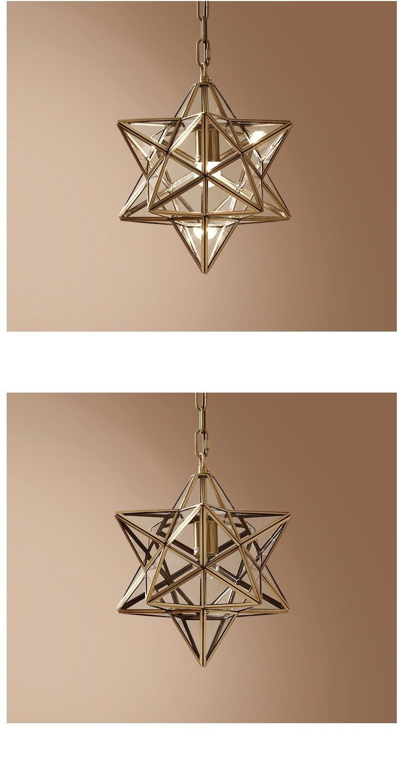 Copper Star Glass Chandelier