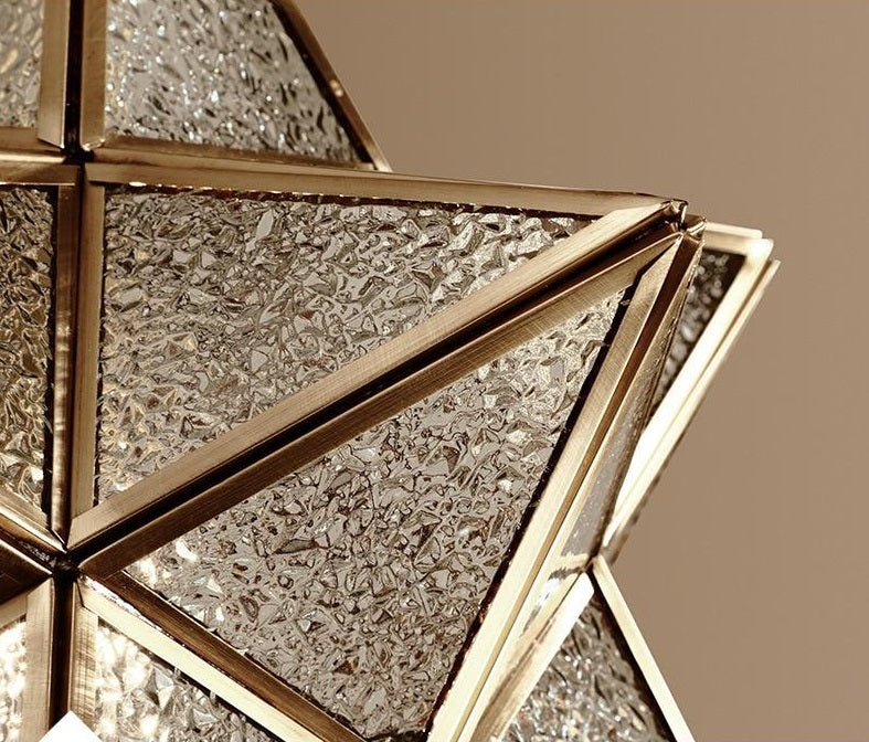 Star-Shaped Brass Pendant Light