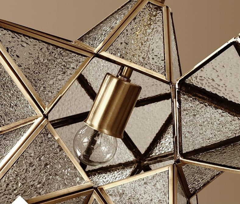 Star-Shaped Brass Pendant Light