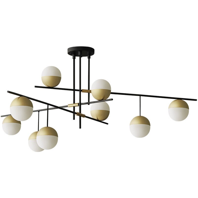 P 9 Lights Globe Metal Chandelier, Gold