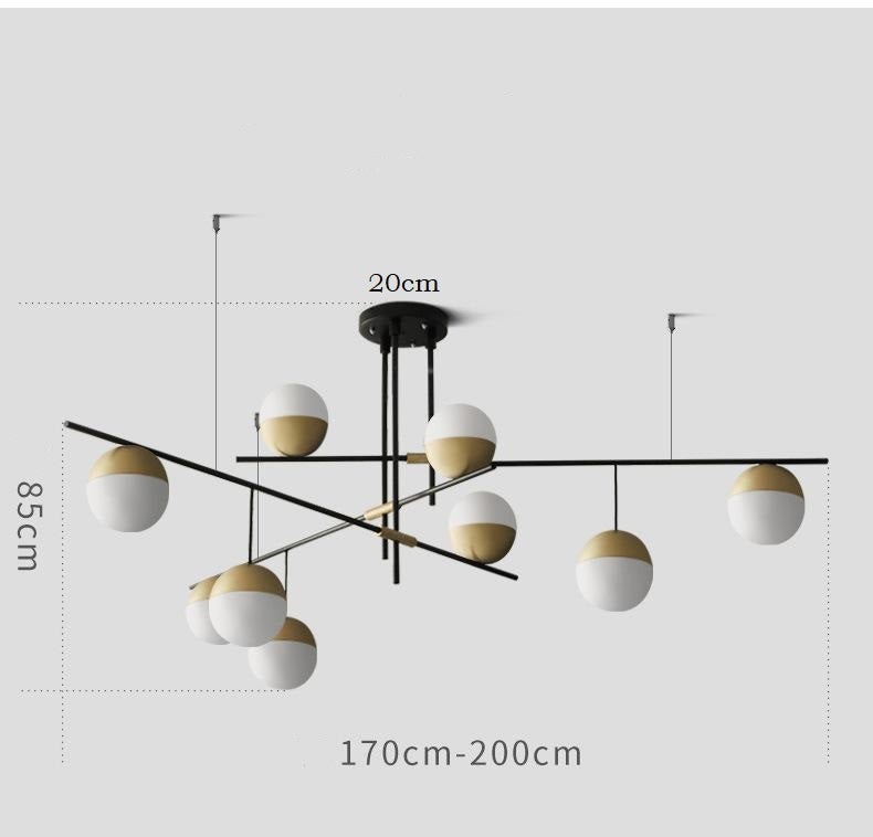 P 9 Lights Globe Metal Chandelier, Gold