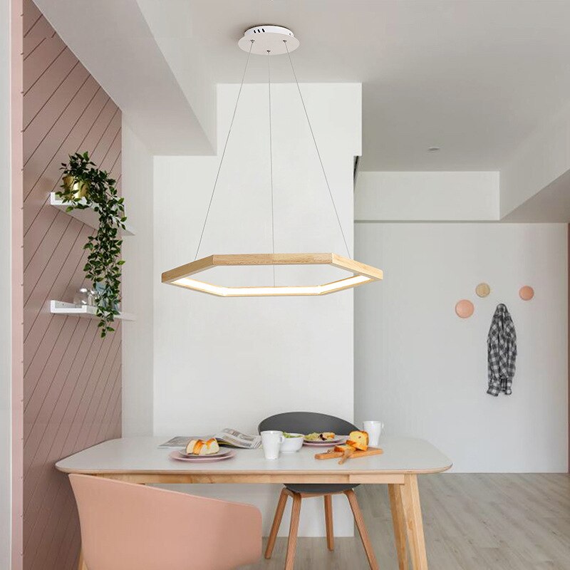 Hexagon Wood LED Chandelier