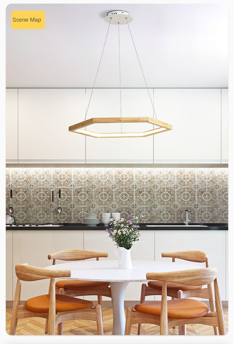 Hexagon Wood LED Chandelier