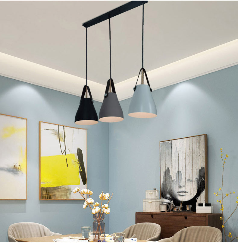 Leather Strap Bell Modern Pendant Light